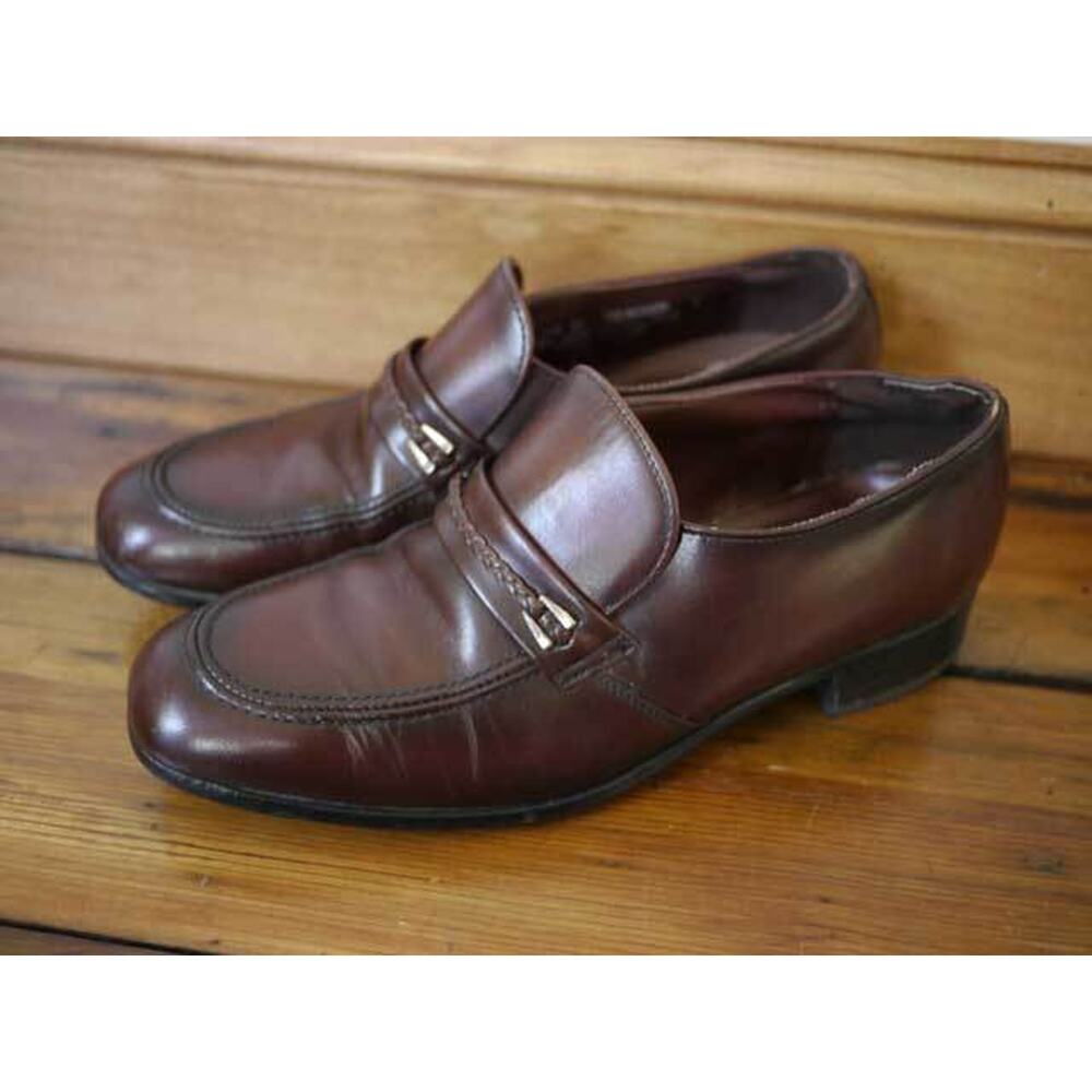 Vtg 70s WEYENBERG Mens LEATHER Woven Horsebit Union Made USA LOAFERS 7.5D 40.5